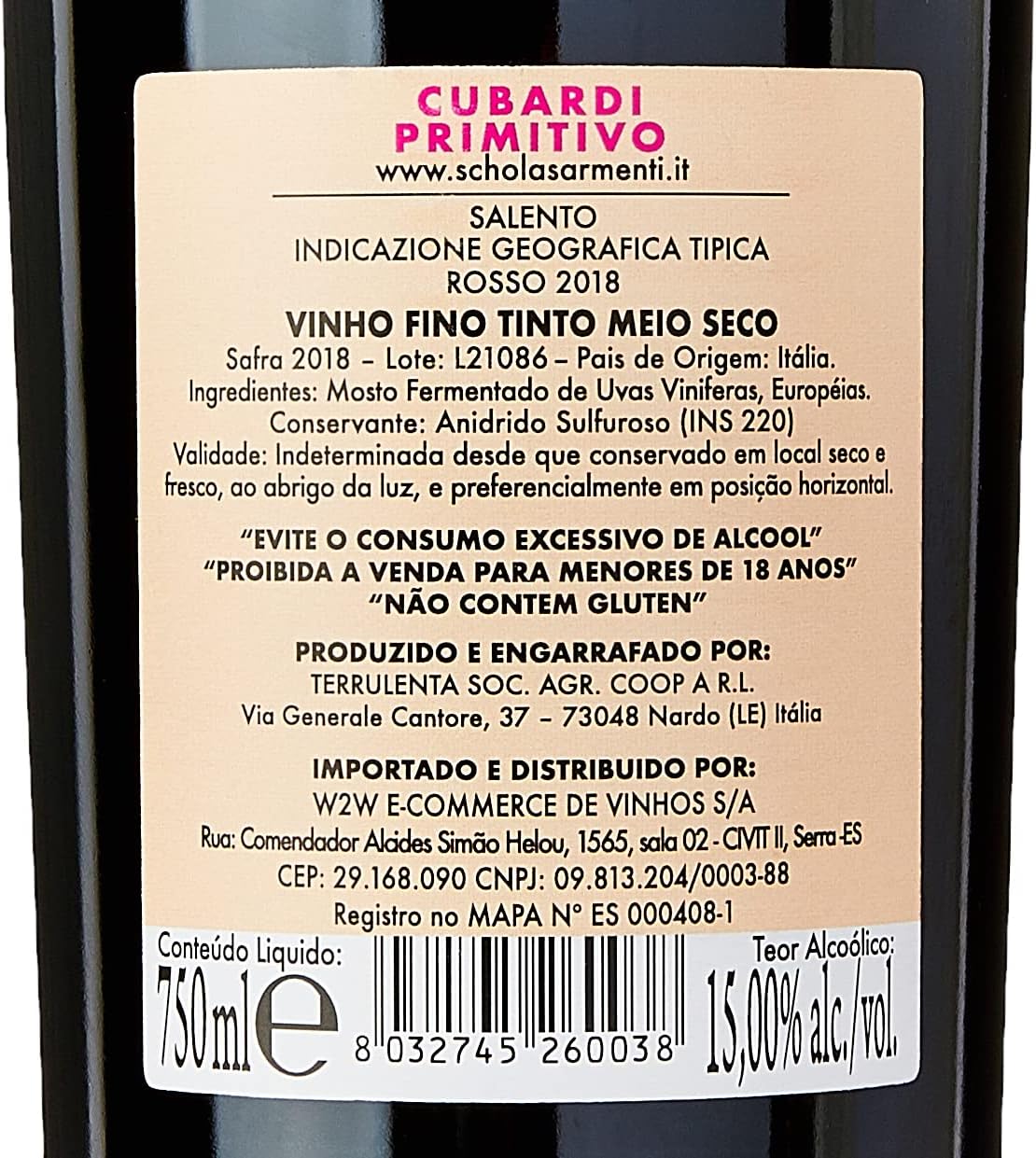 Vinho Tinto Schola Sarmenti Cubardi 3