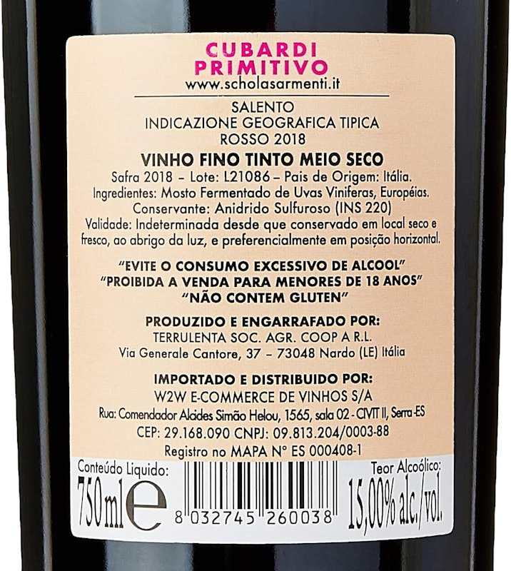 Vinho Tinto Schola Sarmenti Cubardi 3