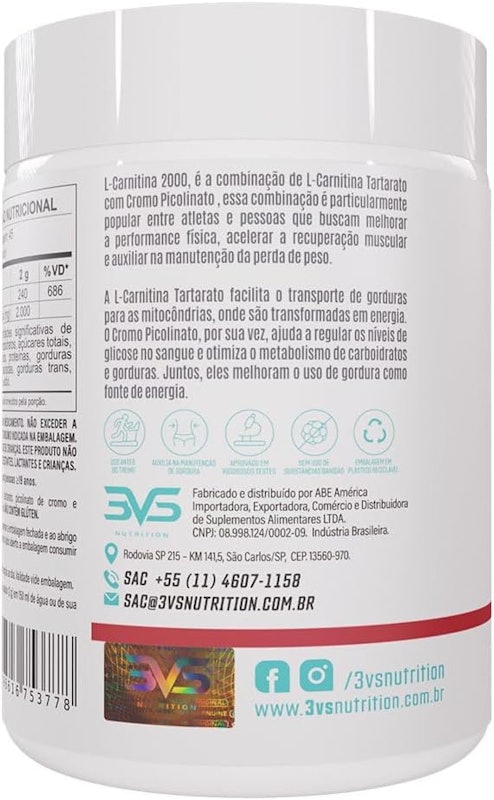 L-Carnitina 2000 + Cromo 3VS Nutrition 3