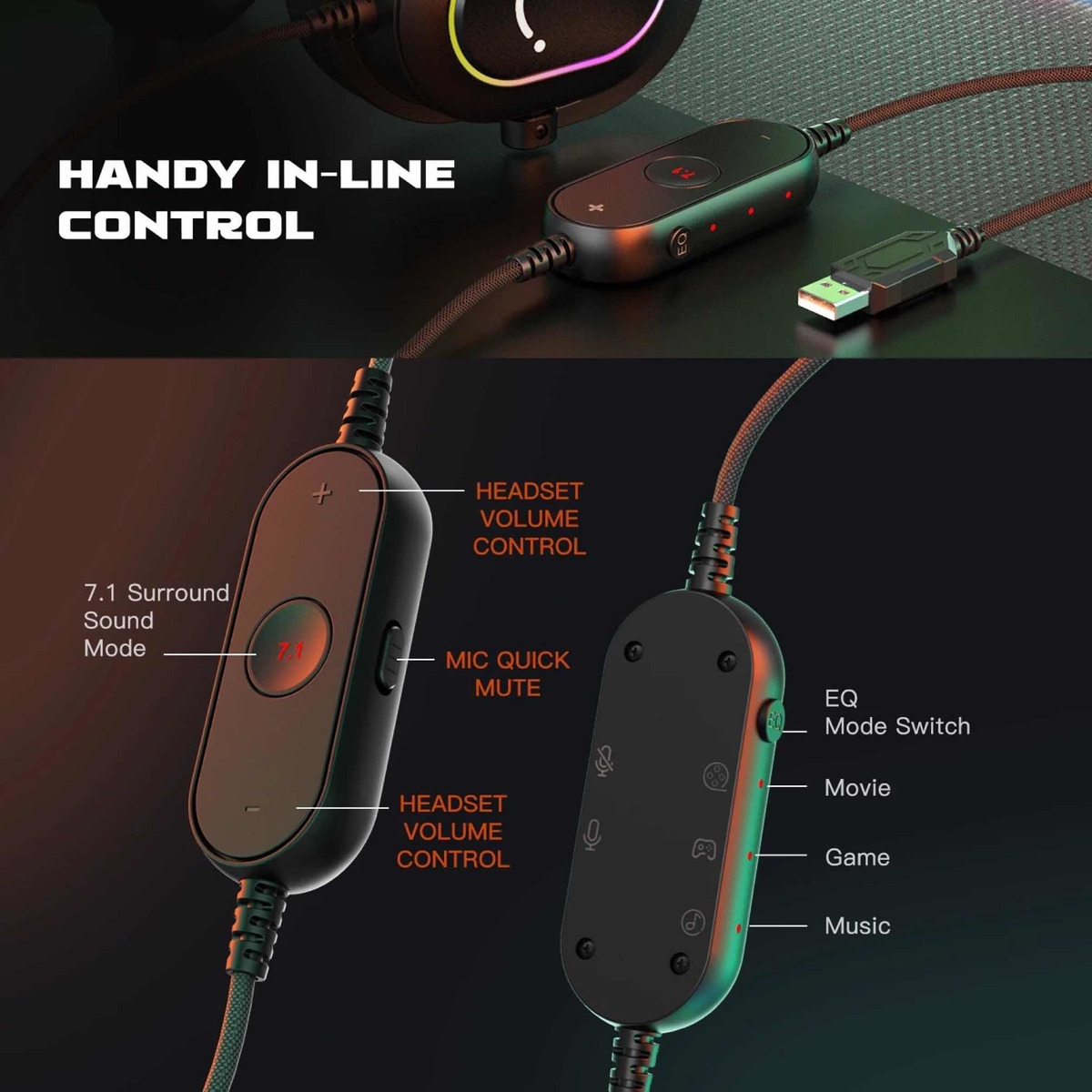 AmpliGame H6 USB Gaming Headset 2