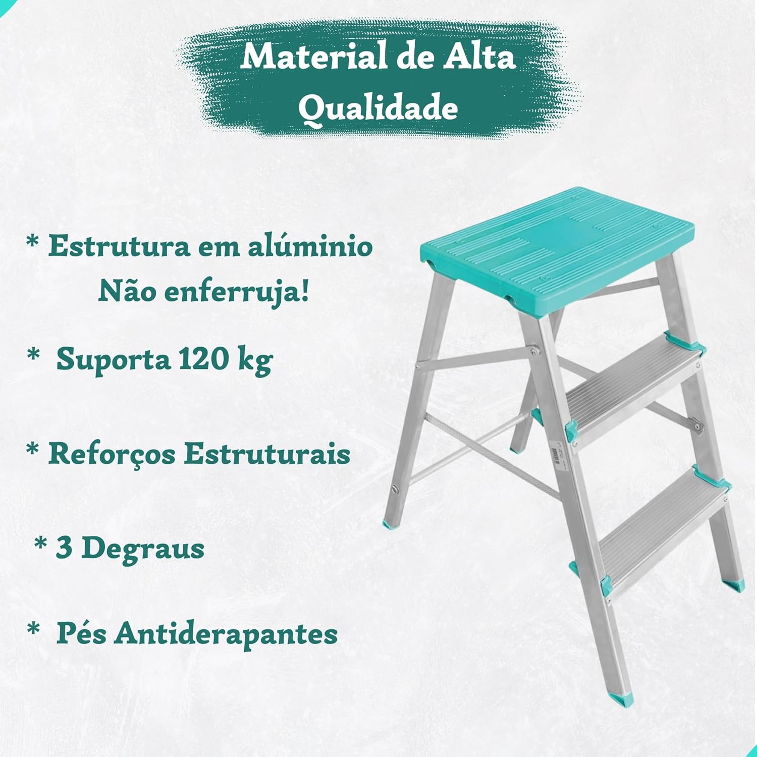 Banqueta Escada 3 Degraus Dobrável Lar Móveis 2