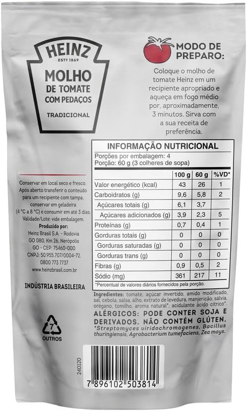 Molho de Tomate com Pedaços Tradicional Heinz 2