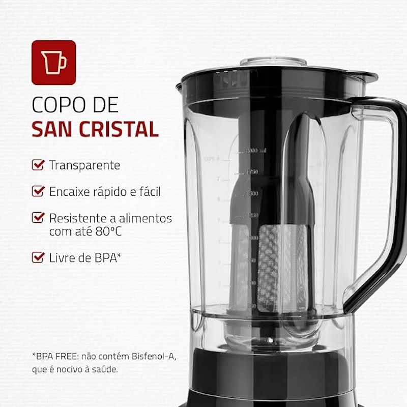 Liquidificador Turbo Mondial Black Inox 3