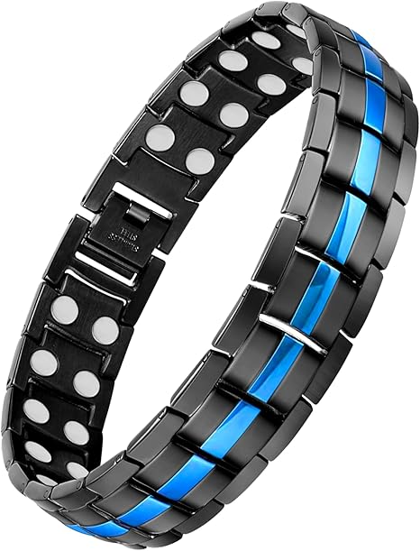 Pulseira Magnética de Aço Titânio com Fileira Dupla 1