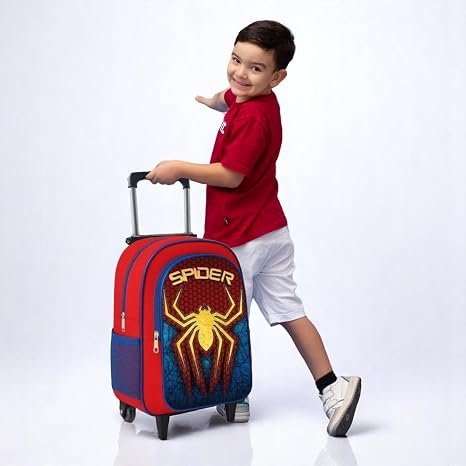 Mochila Escolar Infantil com Rodinhas Masculina Aranha Vermelho 2