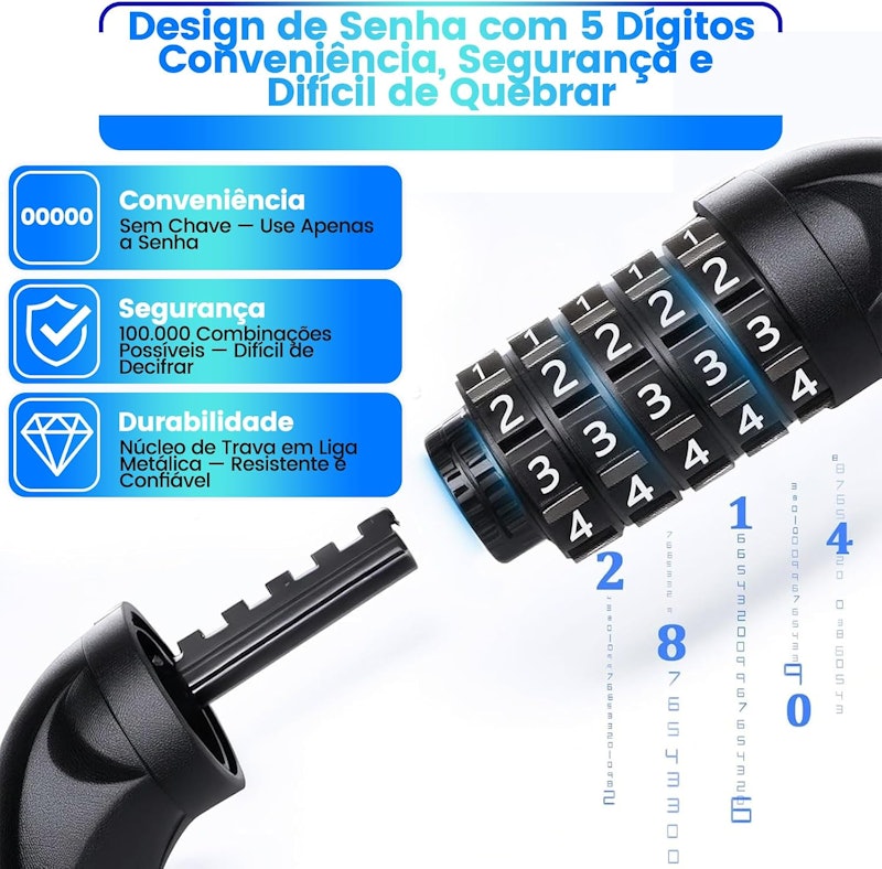 Cadeado Corrente para Bicicleta Solviva 2