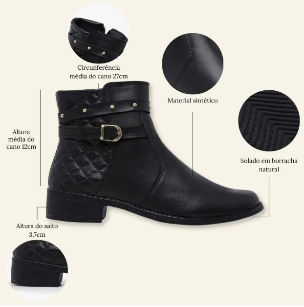 Bota Feminina Montaria Coturno Cano Curto Over 2