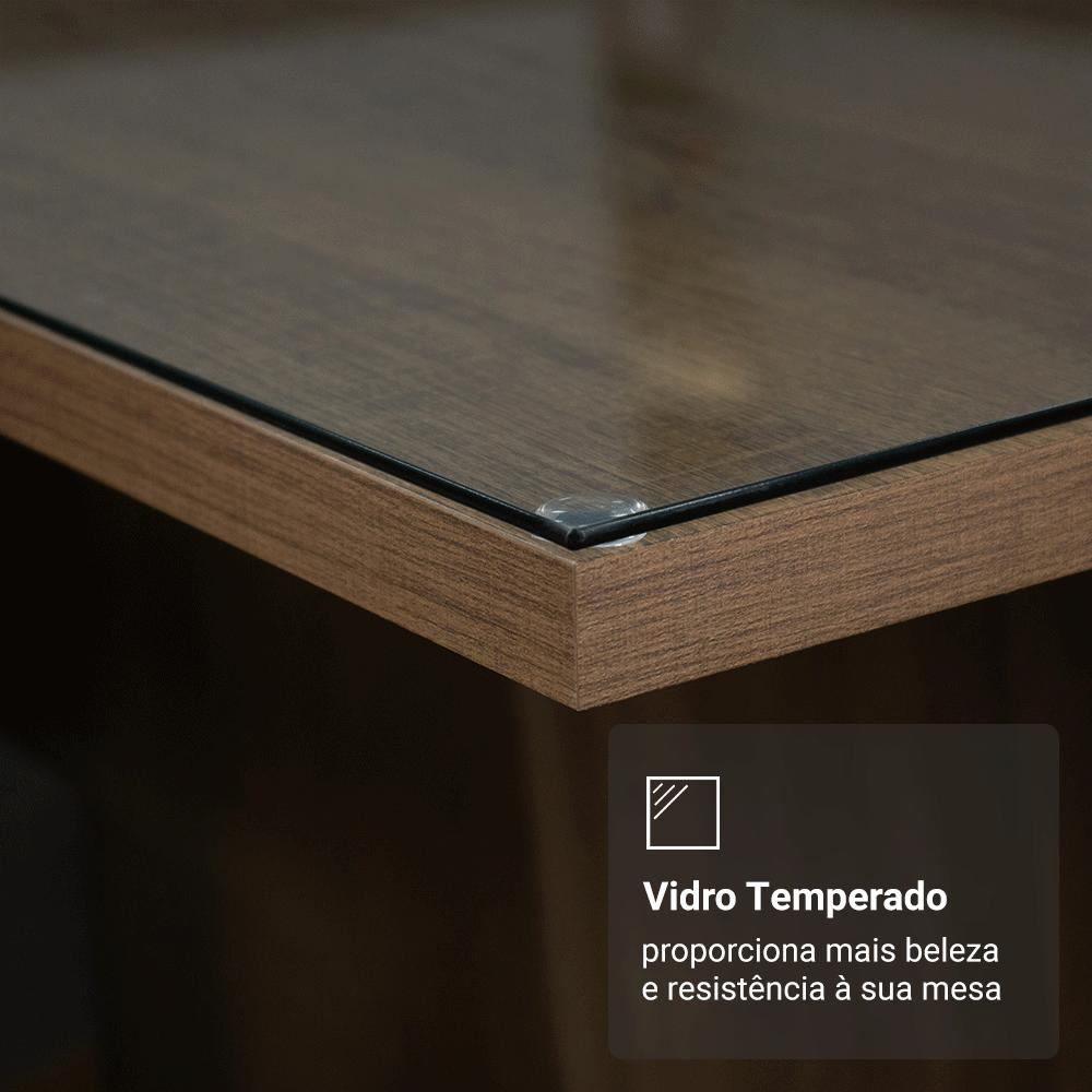 Mesa de Jantar Retangular com Tampo de Vidro Rustic 5329 Madesa 4