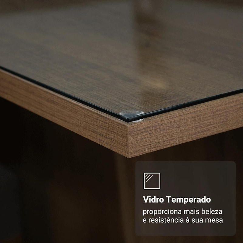 Mesa de Jantar Retangular com Tampo de Vidro Rustic 5329 Madesa 4