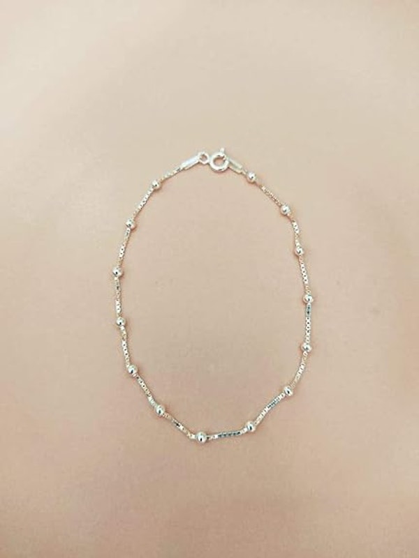 Pulseira Feminina Veneziana com Bolinha 18 cm de Prata Maciça 925 3
