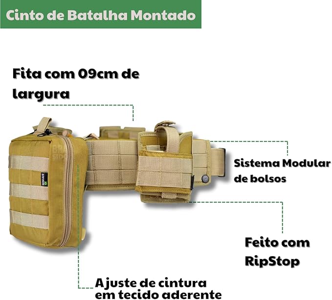 Cinto Tático de Batalha Montado com Protetor Lombar 3