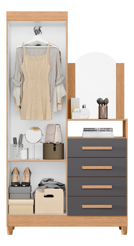 Guarda-Roupa com Cômoda 2 Portas e 4 Gavetas Capri 3