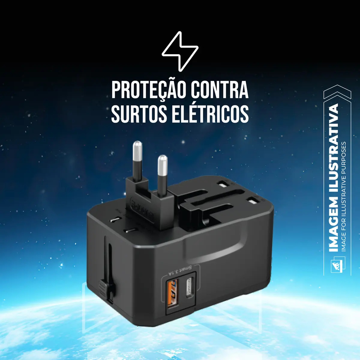Gshield Adaptador Universal de Tomada para Viagem Internacional 4