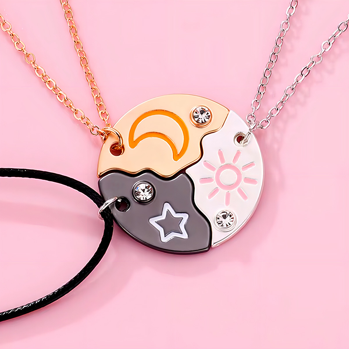 Colar Melhores Amigas Best Friend Amizade Sol Lua Estrela Bf 3