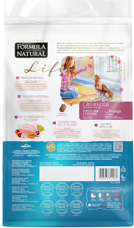 Fórmula Natural Super Premium Life Cães Adultos Portes Mini e Pequeno Frango e Linhaça 4