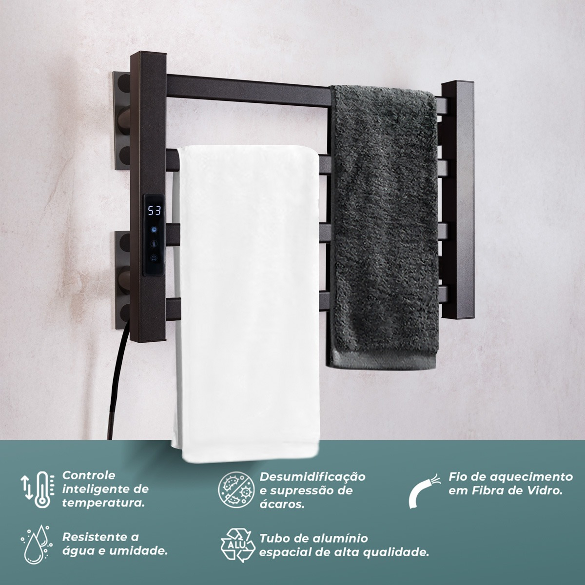 Toalheiro Elétrico Aço Inox Térmico Display Digital 2