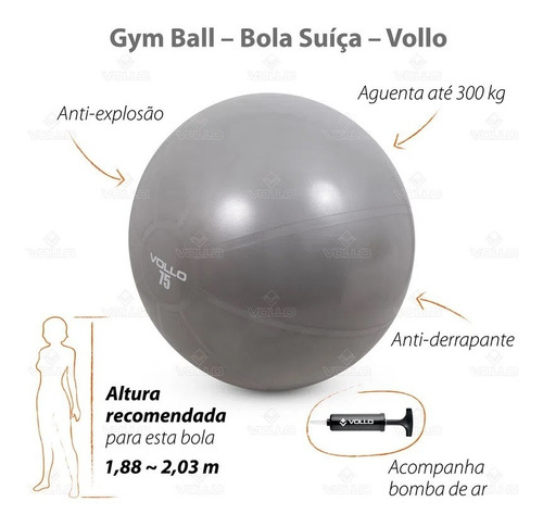 Bola Suíça para Pilates e Yoga Gym Ball com Bomba 75 cm 2