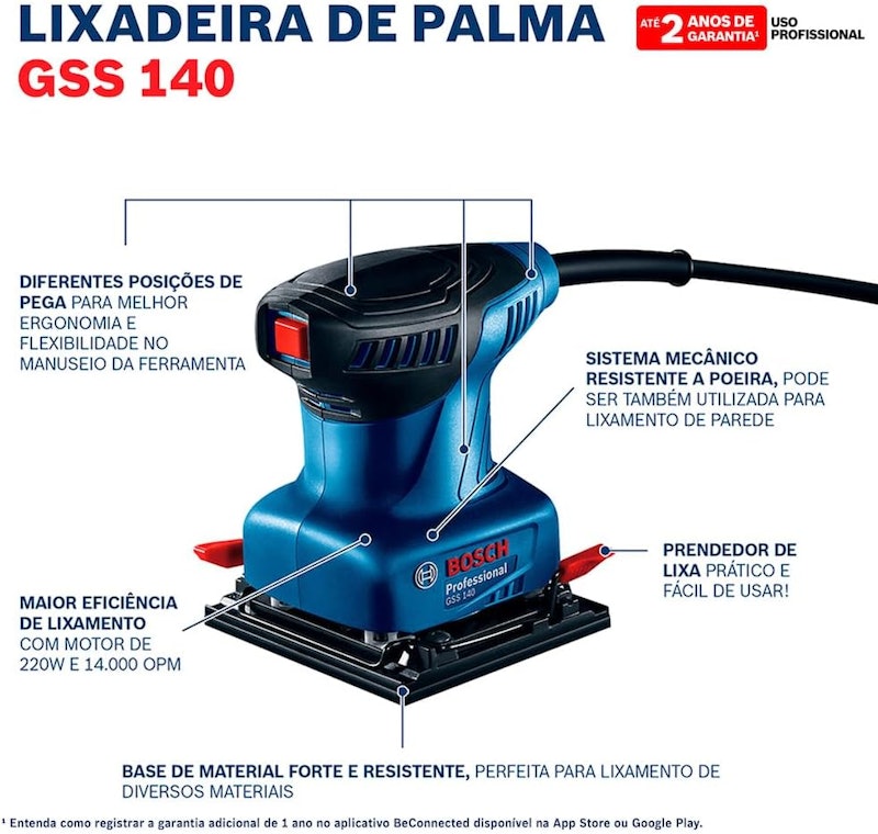 Lixadeira Orbital de Palma 220 W BOSCH 5