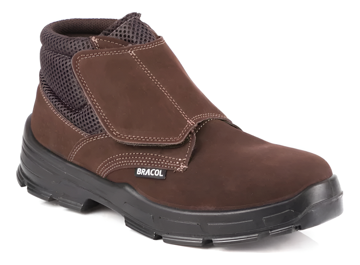 Botina Velcro Nobuck Marrom Café Bracol 1