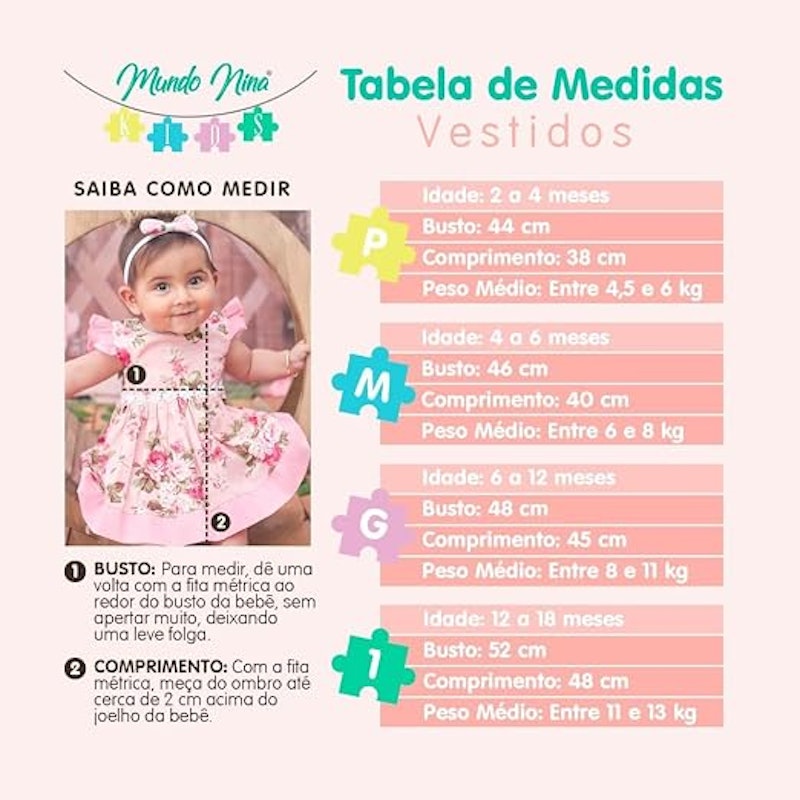 Vestido de Bebê Menina Floral Luxo 5
