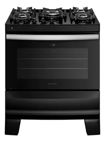 Fogão 5 Bocas Preto com Mesa de Vidro Atlas Agile Up 1