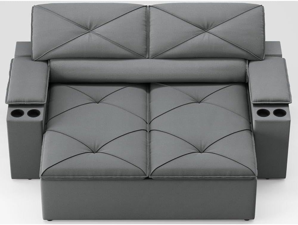 Sofá com Porta Copos Retrátil e Reclinável Pop 154cm Velosuede 4