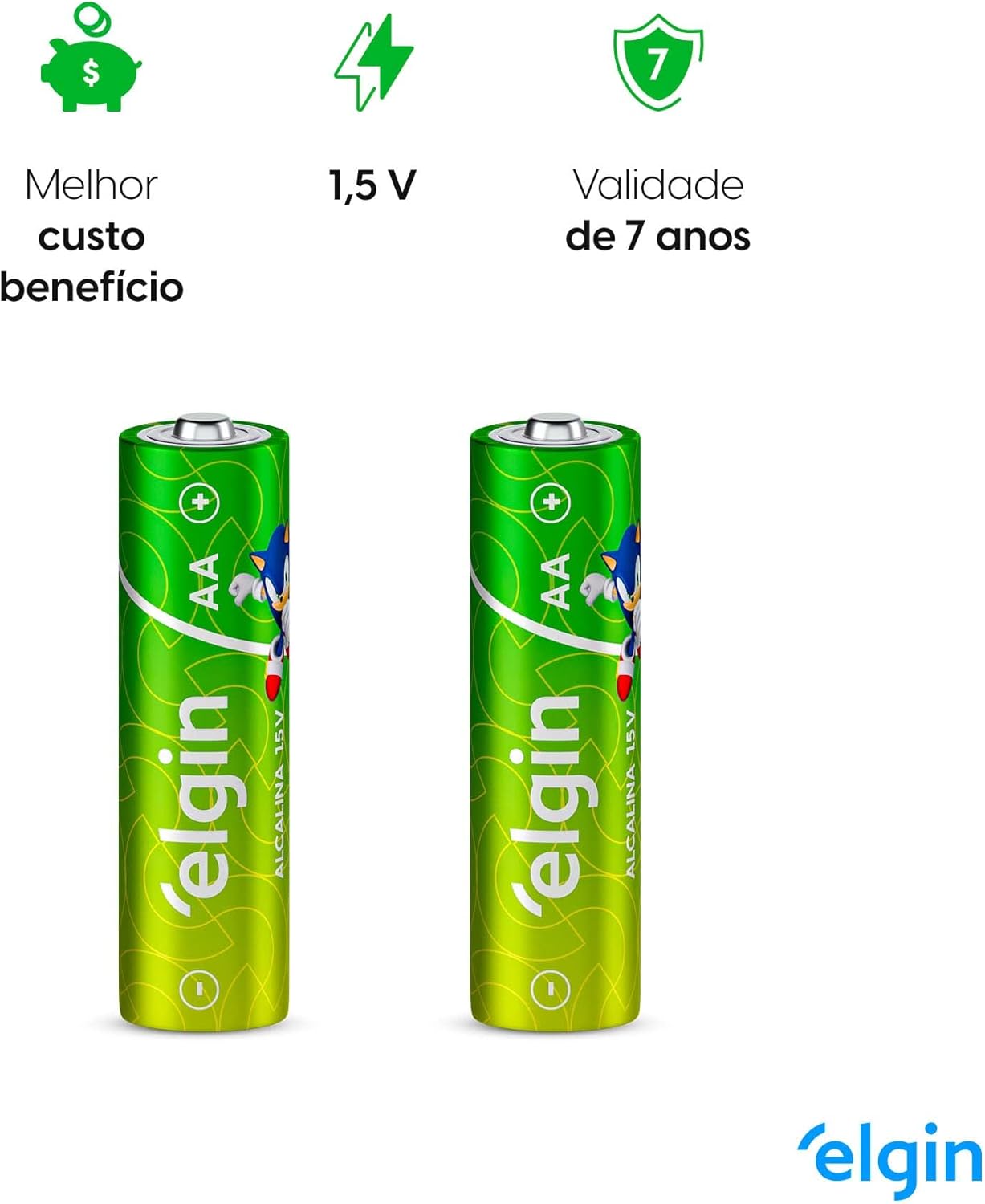 Pilha Alcalina AA Comum Elgin 3