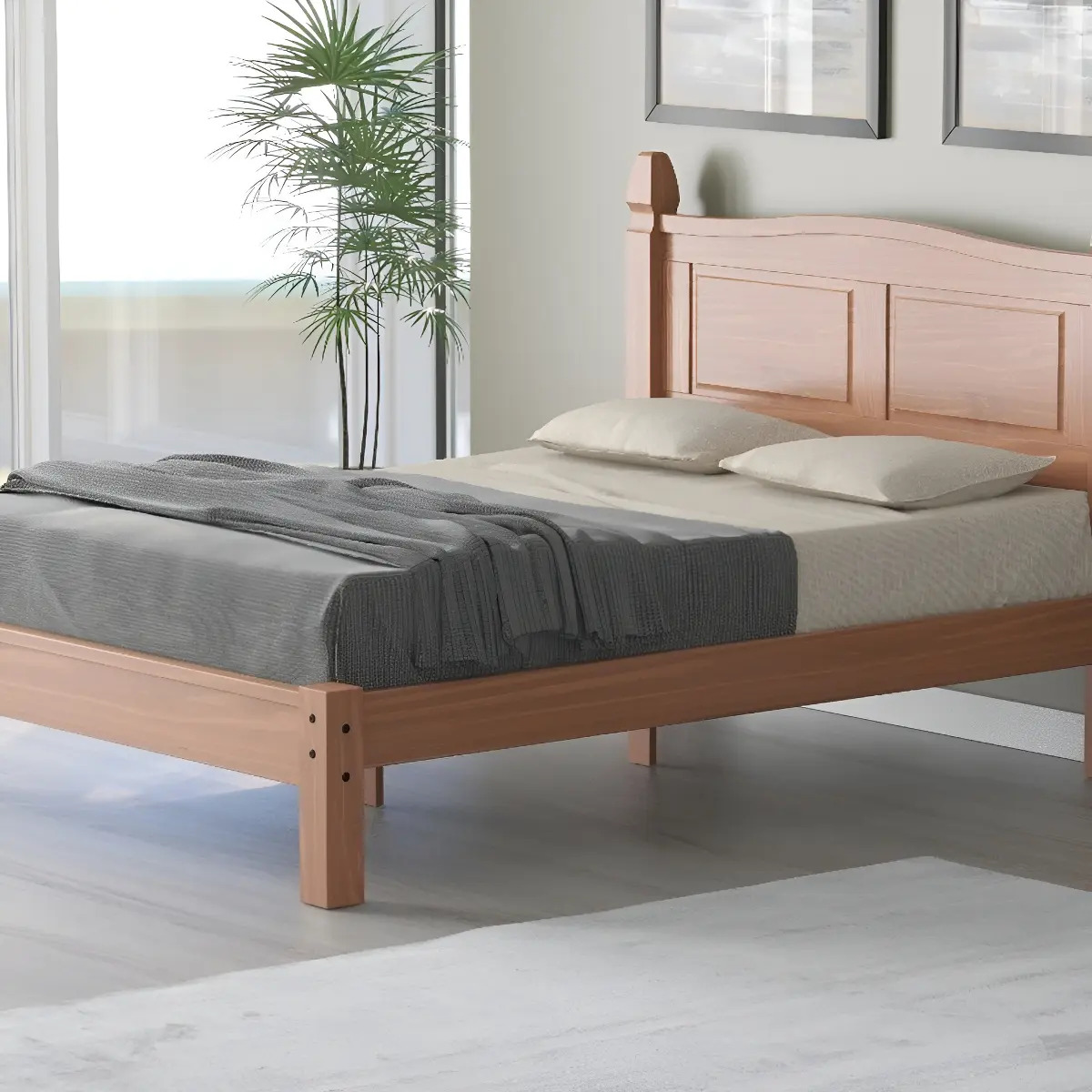 Cama de Casal Corona Nogueira Claro 2