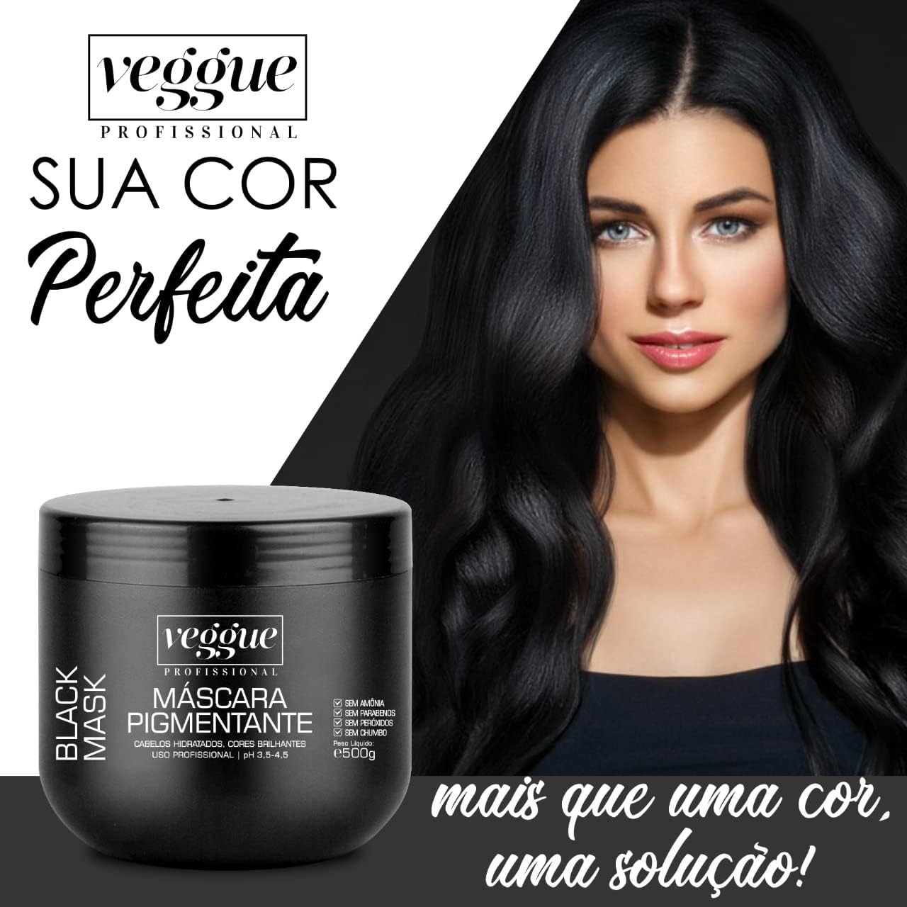 Máscara Tonalizante para Cabelos Pretos Veggue Profissional Black 2