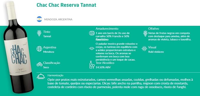 Vinho Chac Chac Reserva Tannat Viña de Las Perdices 2
