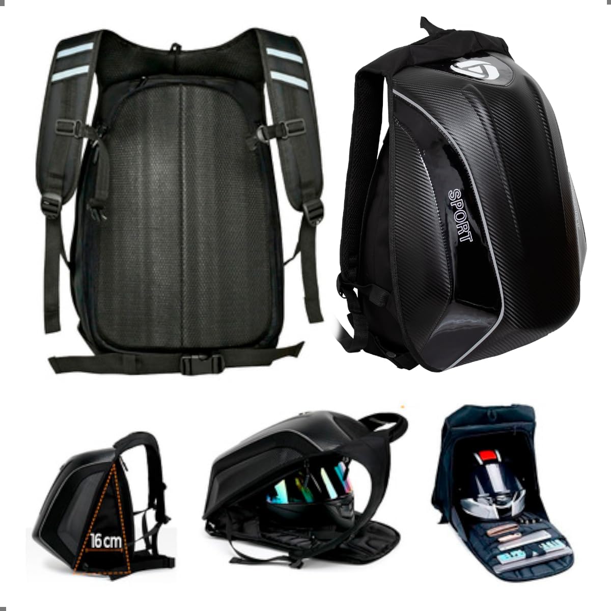 Mochila Moto Grande Aerodinâmica Impermeável Porta Capacete 2