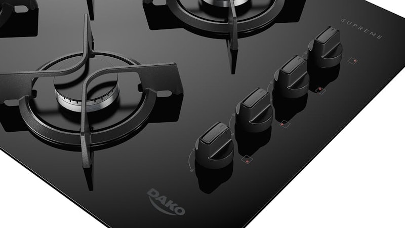 Cooktop 4 Bocas Preto com Mesa de Vidro e Tripla Chama Dako Supreme 3
