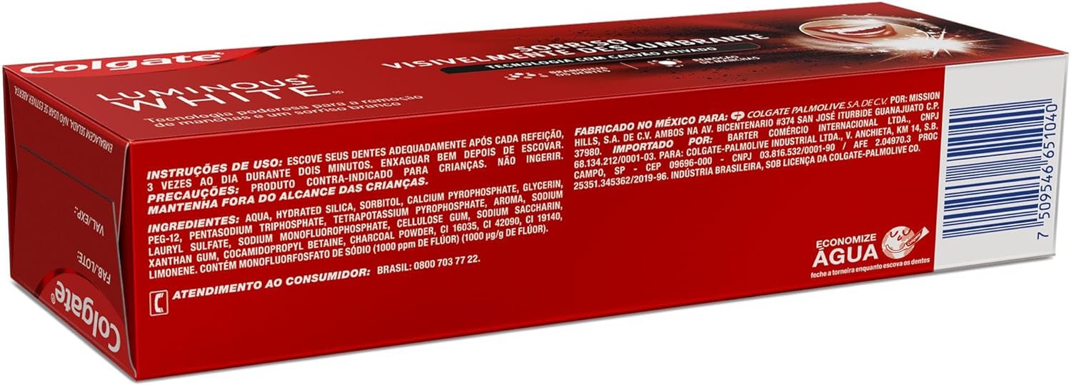 Creme Dental Clareador Colgate Luminous White Carvão Ativado 4