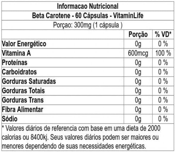 Betacaroteno - 60 Cápsulas 3