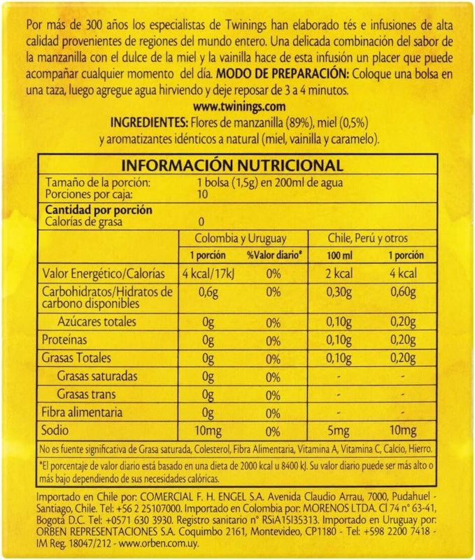Chá Twinings Camomila, Mel e Baunilha 3