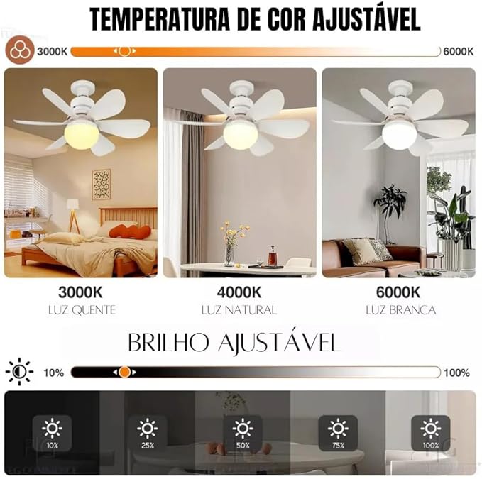 Ventilador de Teto com Lâmpada LED Quero Aroma 3