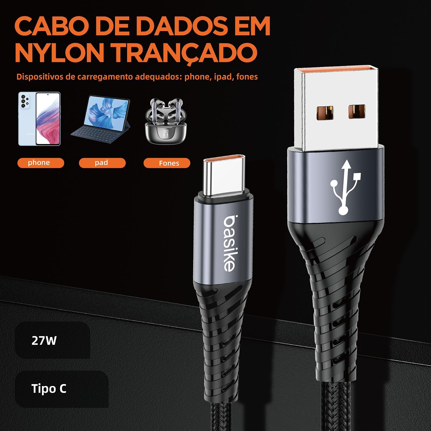 Cabo Basike USB Type C 27 W 1 m 5