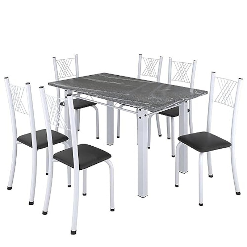 Conjunto de Jantar Mesa Tampo de Granito Topázio com 6 Cadeiras Sara 1