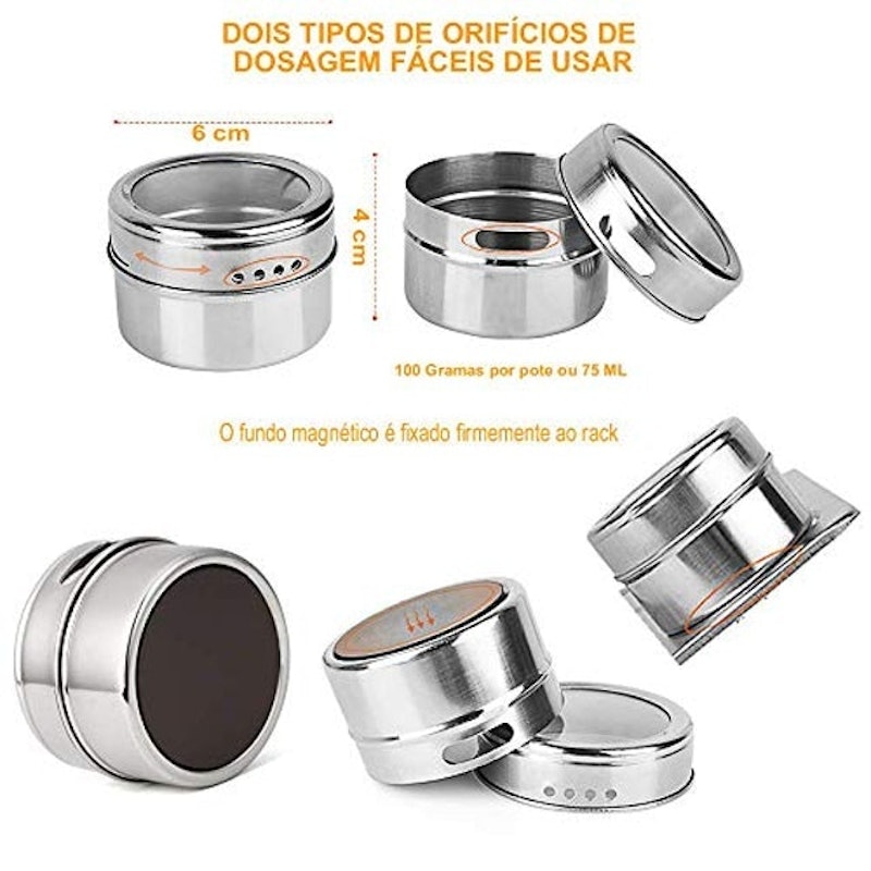 Porta-Temperos Magnético 6 Potes Triângulo 5