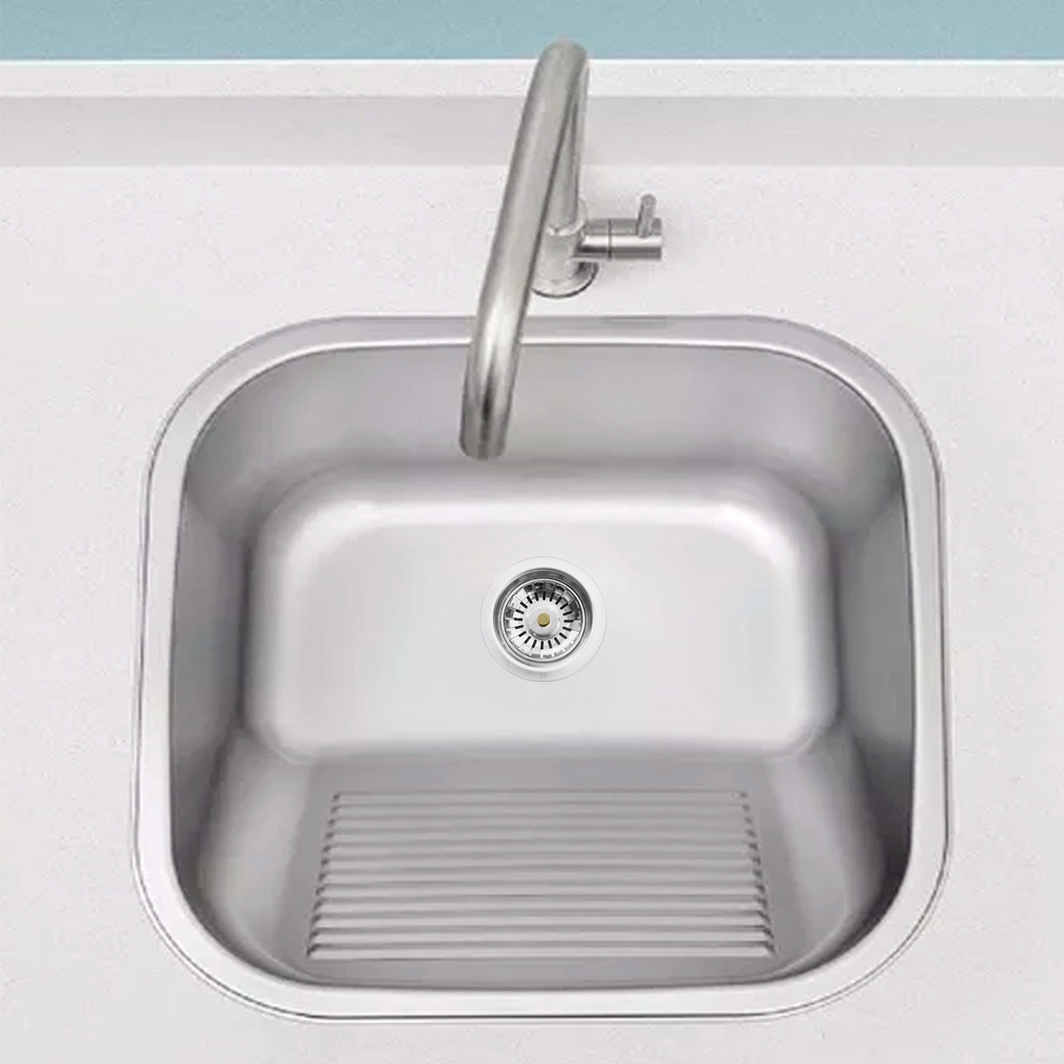 Tanque Inox Lavanderia 55x45 com Válvula Aço Inox 2
