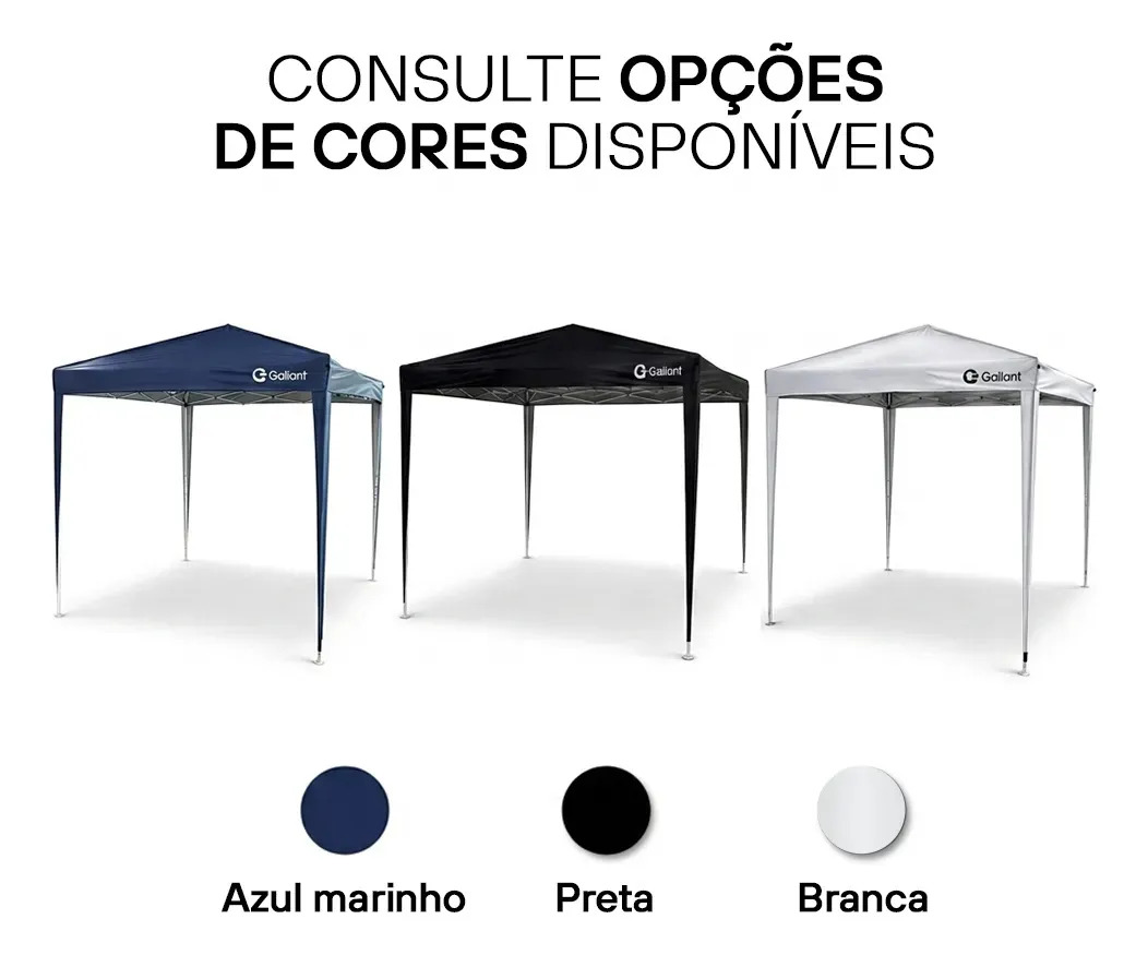 Tenda Gazebo Sanfonado Dobrável 3 x 3 m com Mala de Transporte Gallant 5