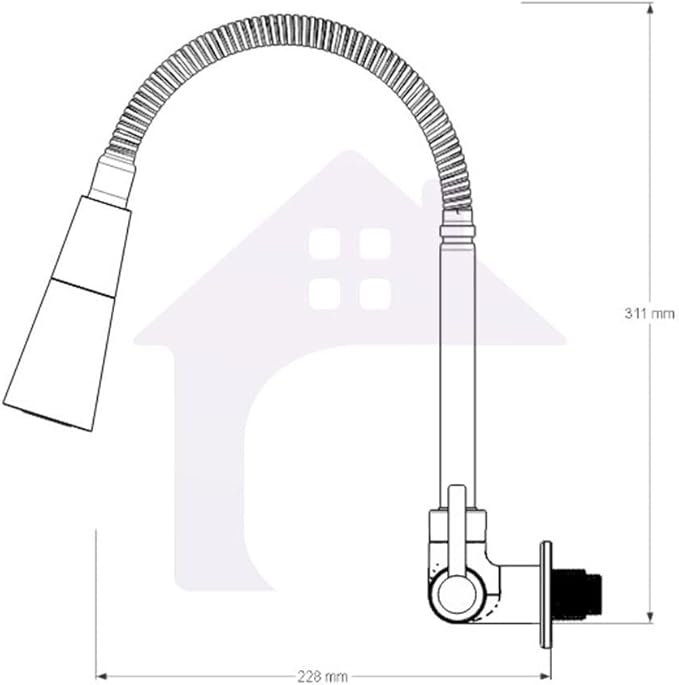 Torneira de Cozinha Flexível Parede Metal Inox Cromado 1/4 de Volta 3