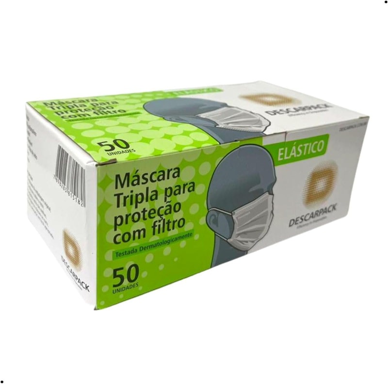 Máscara Cirúrgica Tripla com Elástico Descarpack com 50 Unidades 2