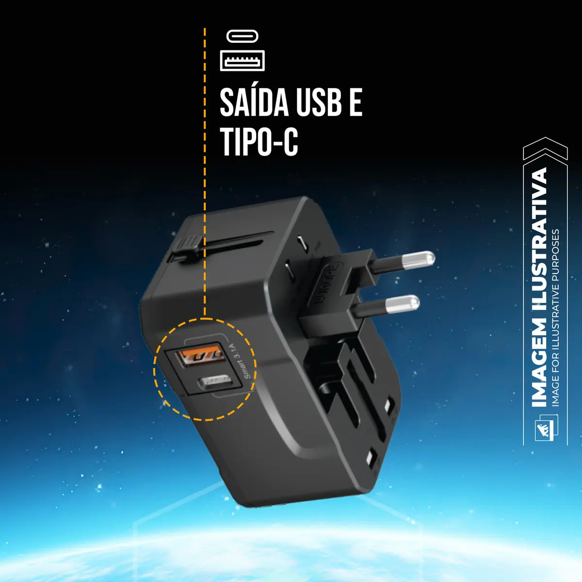 Gshield Adaptador Universal de Tomada para Viagem Internacional 3
