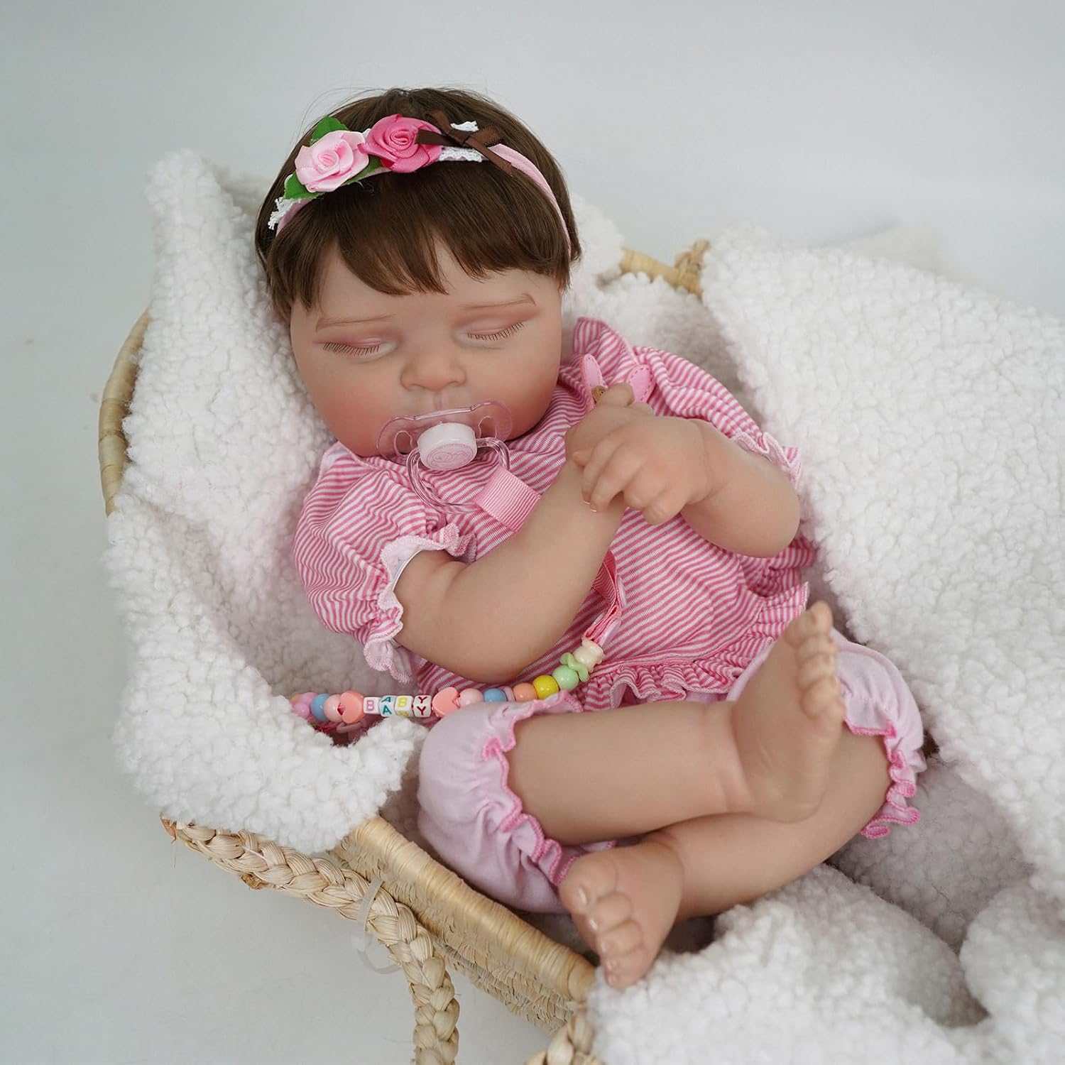 Brastoy Bebê Reborn Boneca de Silicone Menina Realista Olhos Azuis 3